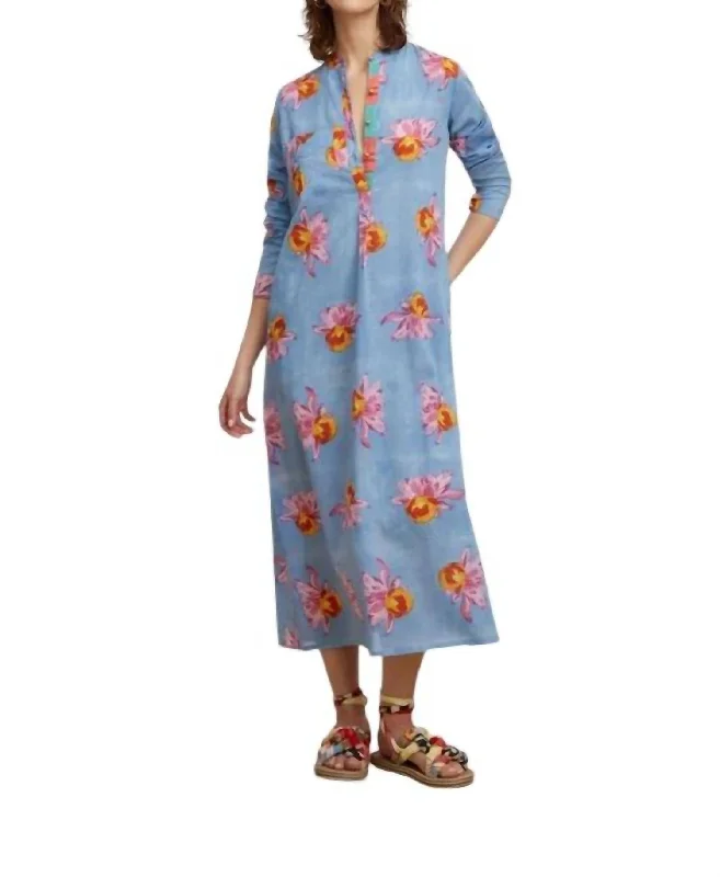 Long Kurta Mal Mal Arabesque Dress In Blue W Floral