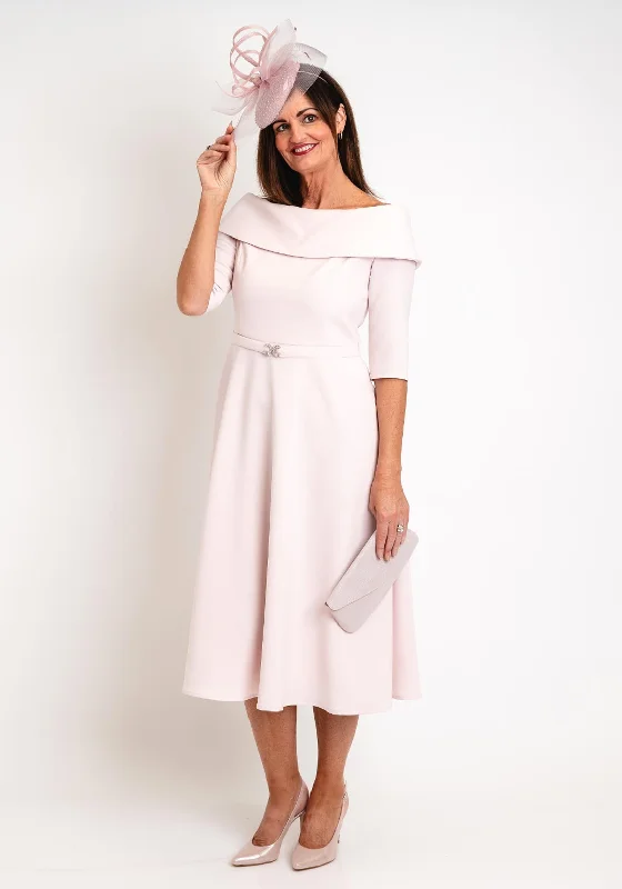 Claudia C Lambrusco Boat Neck Dress, Rose