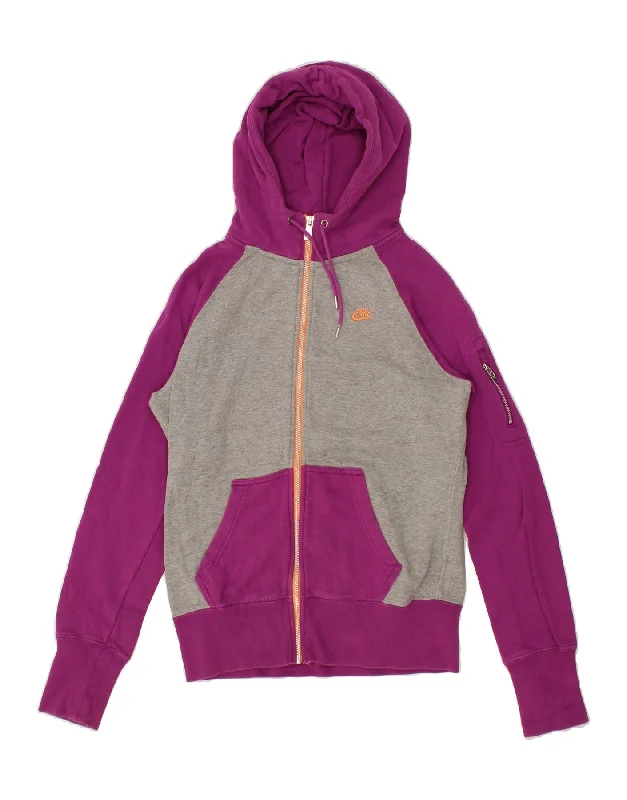 Crazy Savings NIKE Womens Zip Hoodie Sweater UK 14 Medium Pink Colourblock