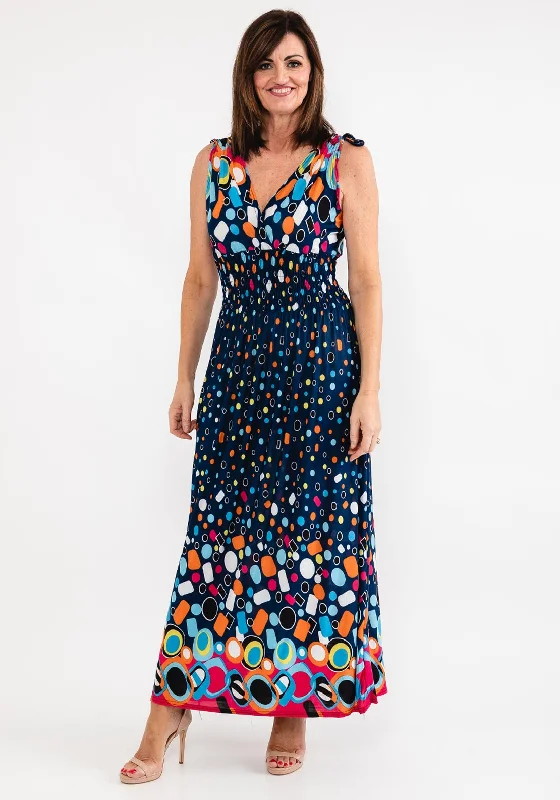 Price Cut Seventy1 Multi Circle Print Maxi Dress, Navy Multi