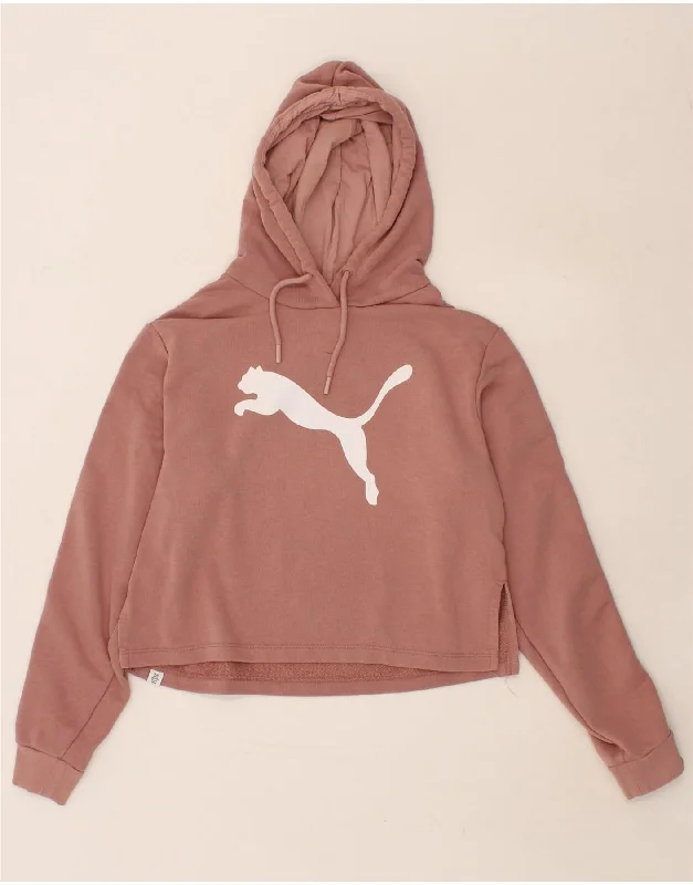 Sneak Peek Sale PUMA Womens Graphic Crop Hoodie Jumper UK 10 Small Pink