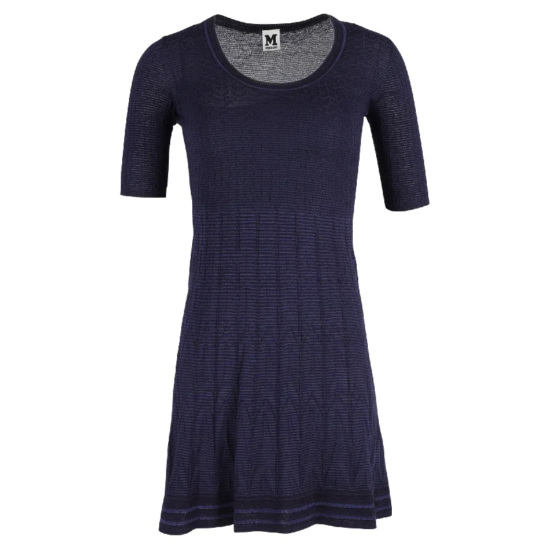 Missoni A-Line Dress in Navy Blue Wool