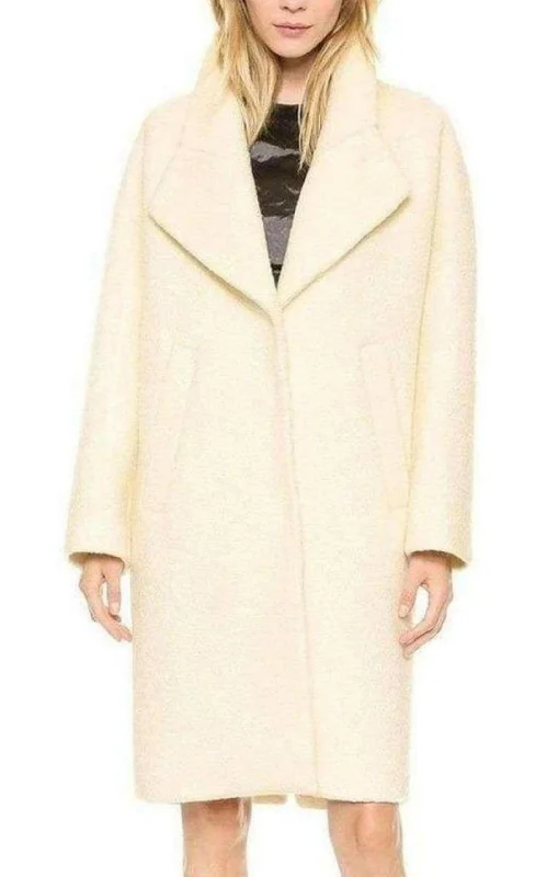 Referral Discount White Oversized Curly Coat