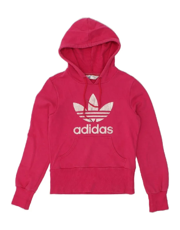 YEAR-End Sale ADIDAS Womens Graphic Hoodie Jumper IT 34 XS Pink Cotton