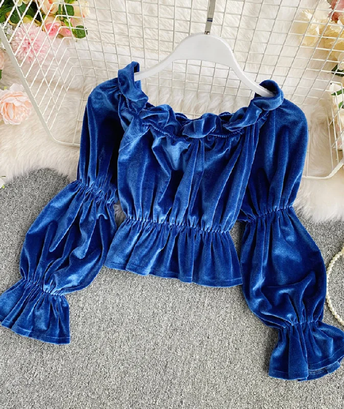 Sale Event Long Sleeve Velvet Tops     S4390