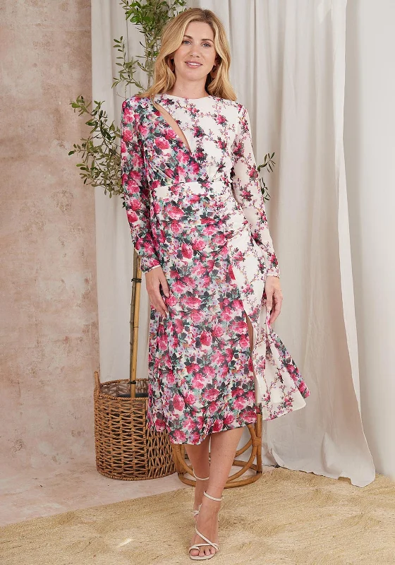 Special Buy Hope & Ivy Doroty Floral Midi Dress, Pink Multi