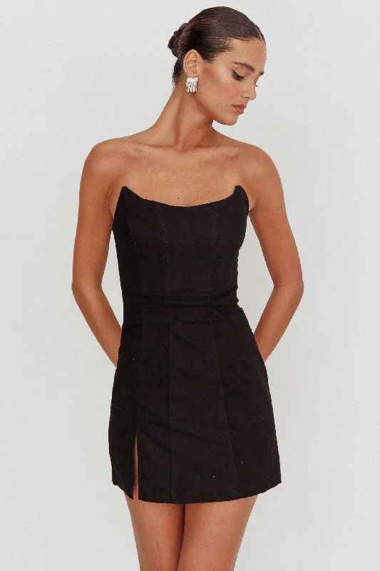 Deep Discounts Luann Scoop Neckline Strapless Mini Dress Black
