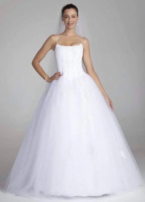 Discount Extravaganza David's Bridal Spag Strap Tulle Ballgown