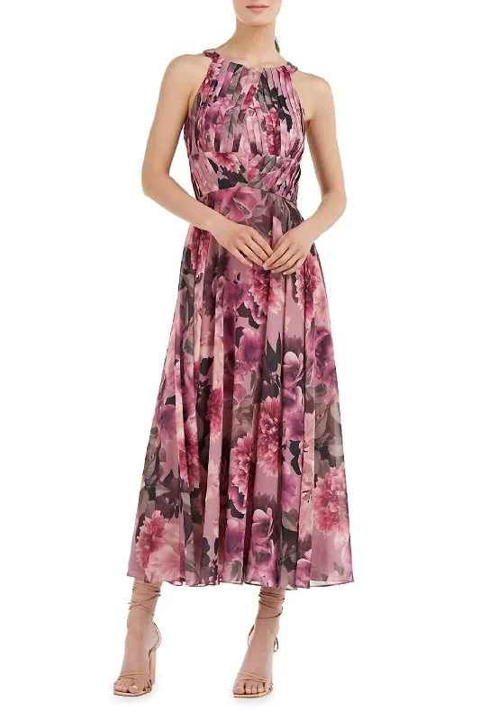 Instant Discount Katalina Tea Length Dress In Wood Rose