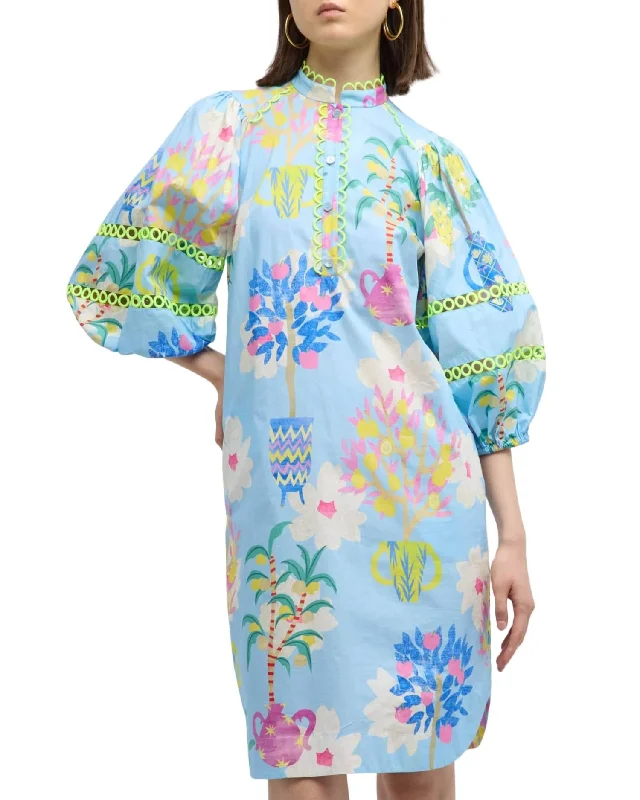 Sneak Peek Sale Garden Of Eden Print Cotton Dress In Blue