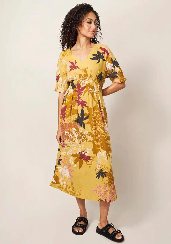 Deal Dash White Stuff Kate Mix Print Maxi Dress, Yellow Multi