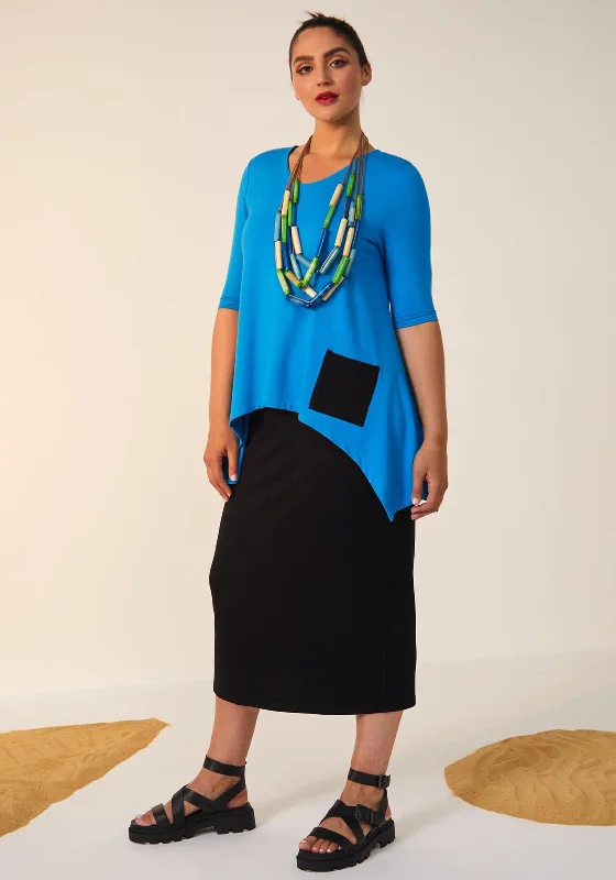 Don't Wait Ora Layered Top Maxi Dress, Blue Jewel & Black