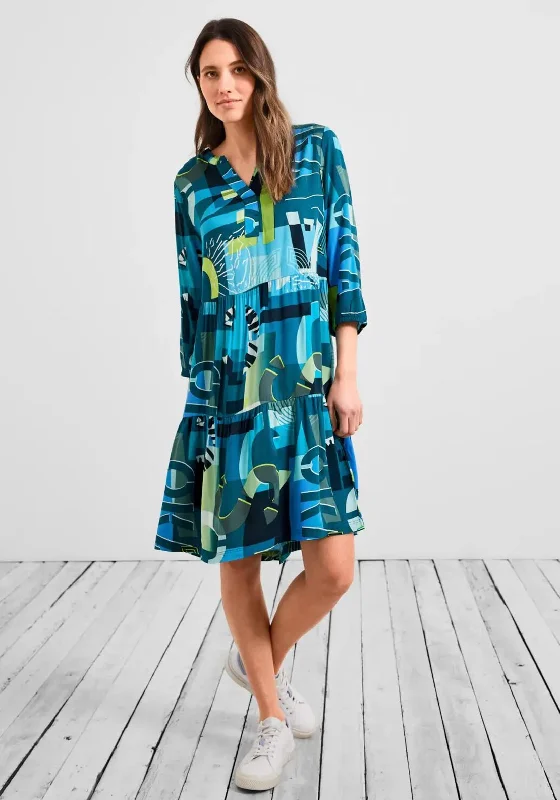 Big Savings Cecil Multi Print Smock Dress, Teal Multi