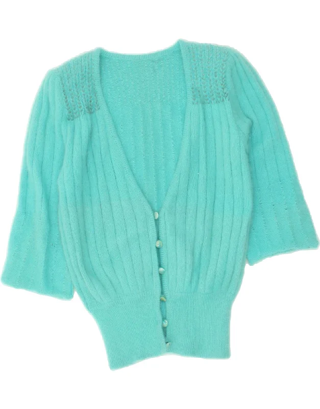 Overstock VINTAGE Womens 3/4 Sleeve Cardigan Sweater UK 12 Medium Blue