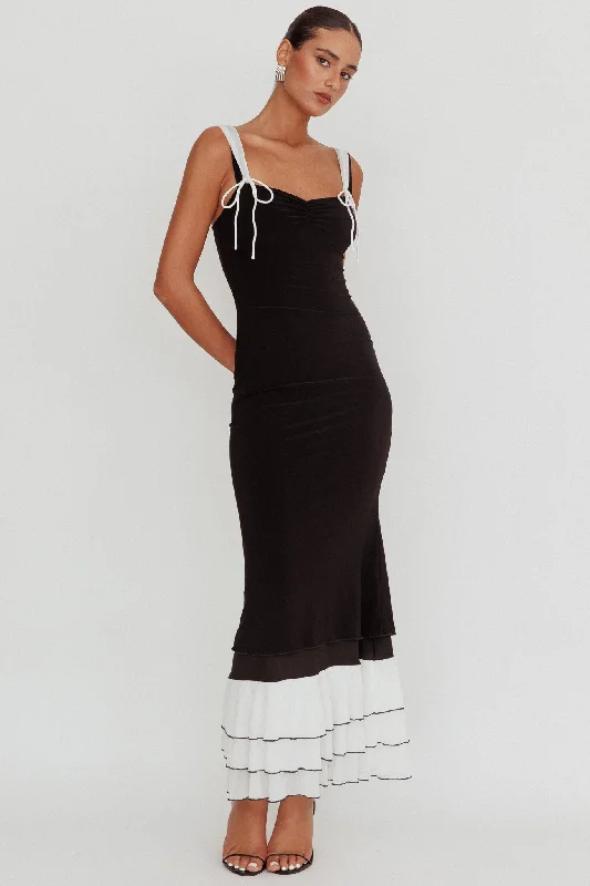 Limited Availability Daydreamers Ruffle Maxi Dress Black
