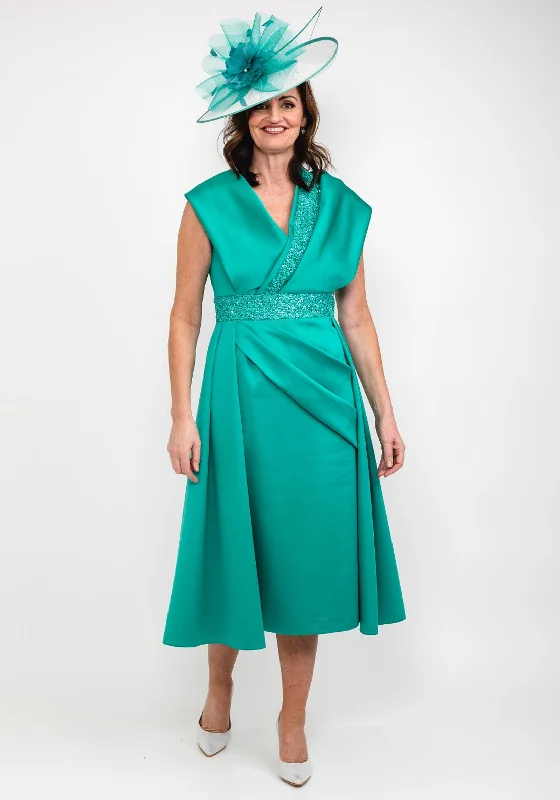 Friends and Family Sale Gabriela Sanchez Sequin Embellished Satin Dress, Emerald