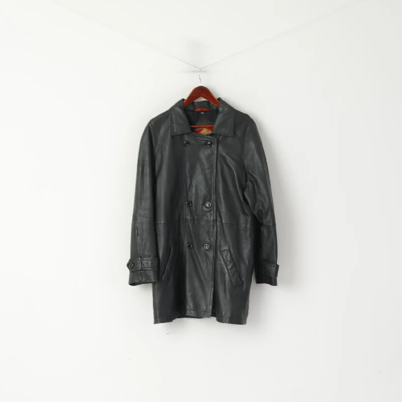 Must-Have Deals Regio Women 14 XL Jacket Black Leather Premier Wear Double Breasted Vintage Coat