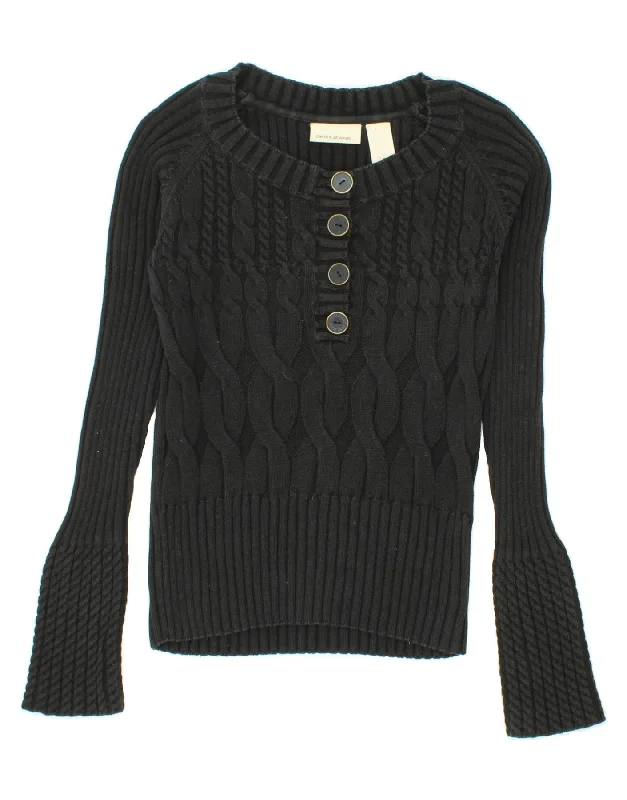 Clearance Sale DKNY Womens Boat Neck Jumper Sweater UK 12 Medium Black Cotton