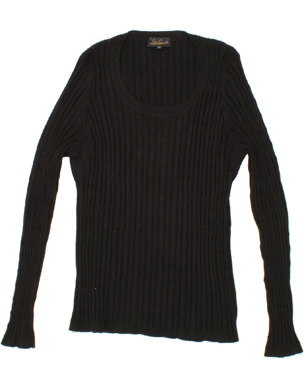 Mega Deal LUISA SPAGNOLI Womens Boat Neck Jumper Sweater UK 18 XL Black Virgin Wool