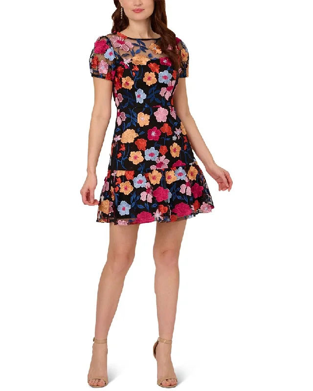 Friends and Family Sale Adrianna Papell Embroidered Flounce Dress