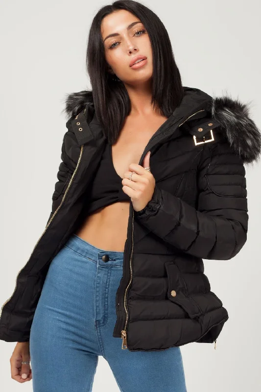 Friends and Family Sale Fur Hooded Quilted Puffer Coat