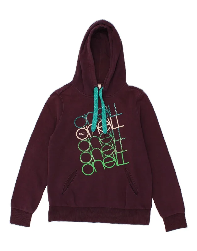 Unmissable Offer O'NEILL Womens Graphic Hoodie Jumper UK 14 Large Burgundy Cotton