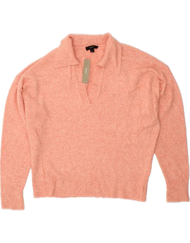 Epic Deals J. CREW Womens Polo Neck Jumper Sweater UK 16 Large Pink Polyester