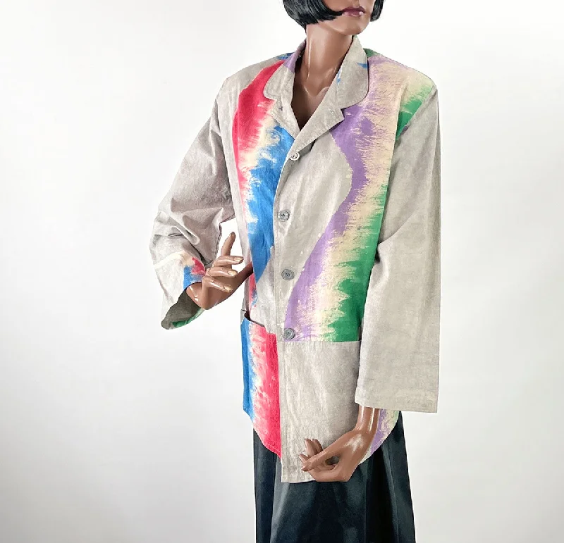 80s Unisex Jacket Wearable Art Oversize Extreme Vintage Punk New Wave Painted Brushstrokes VFG