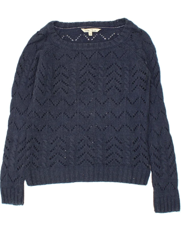 FAT FACE Womens Boat Neck Jumper Sweater UK 10 Small Navy Blue