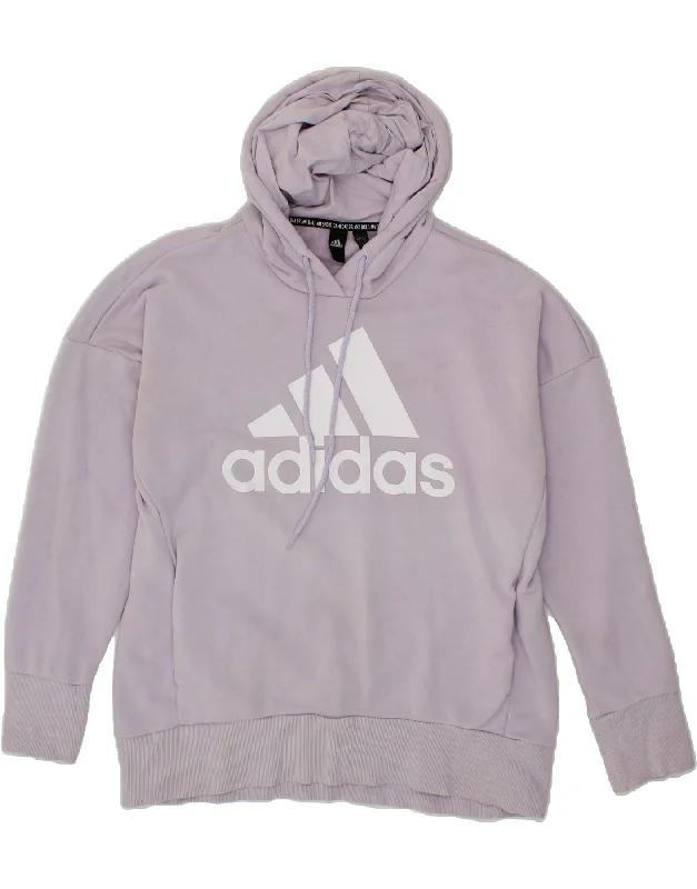 Closeout Sale ADIDAS Womens Graphic Hoodie Jumper UK 16/18 Large Purple Cotton