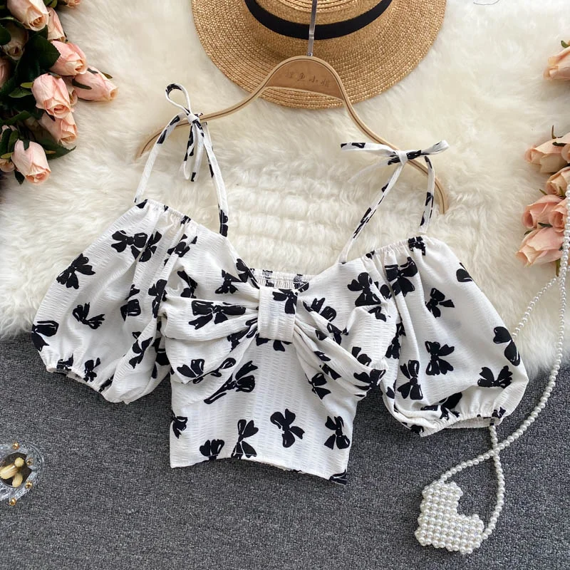 Can't Miss Cute Bow Off Shoulder Crop Top      S4394