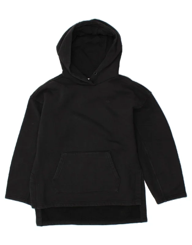 ADIDAS Womens Oversized Hoodie Jumper UK 6 XS Black Cotton