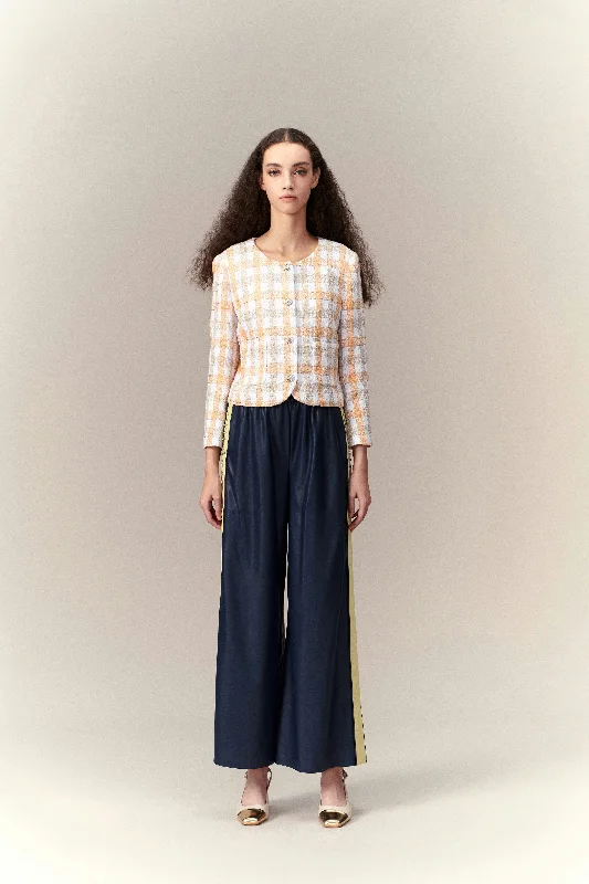 Can't Be Beat Check Pastel Tone Cropped Tweed Jacket