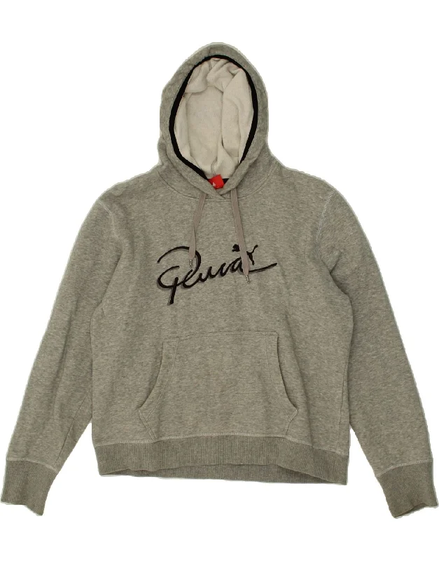 New Deals PUMA Womens Graphic Hoodie Jumper UK 14 Large  Grey Flecked