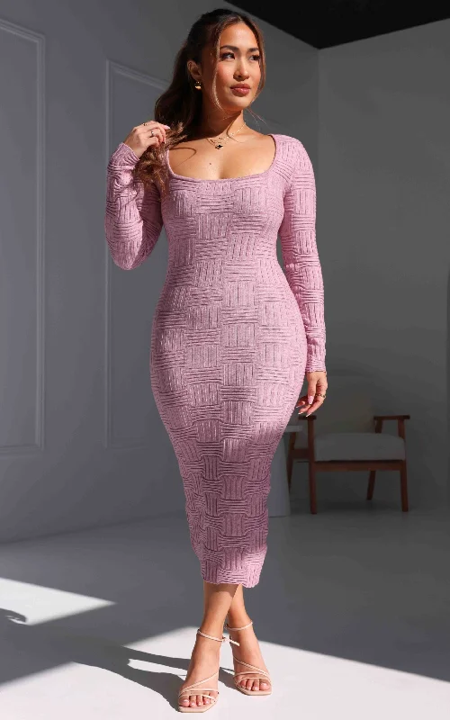 Bargain Prices Miya Knit Midi Dress - Pink Marle