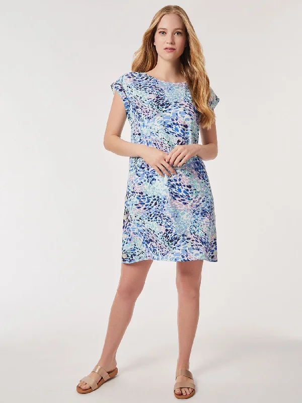 Super Bargain Printed Side Button Swing Dress