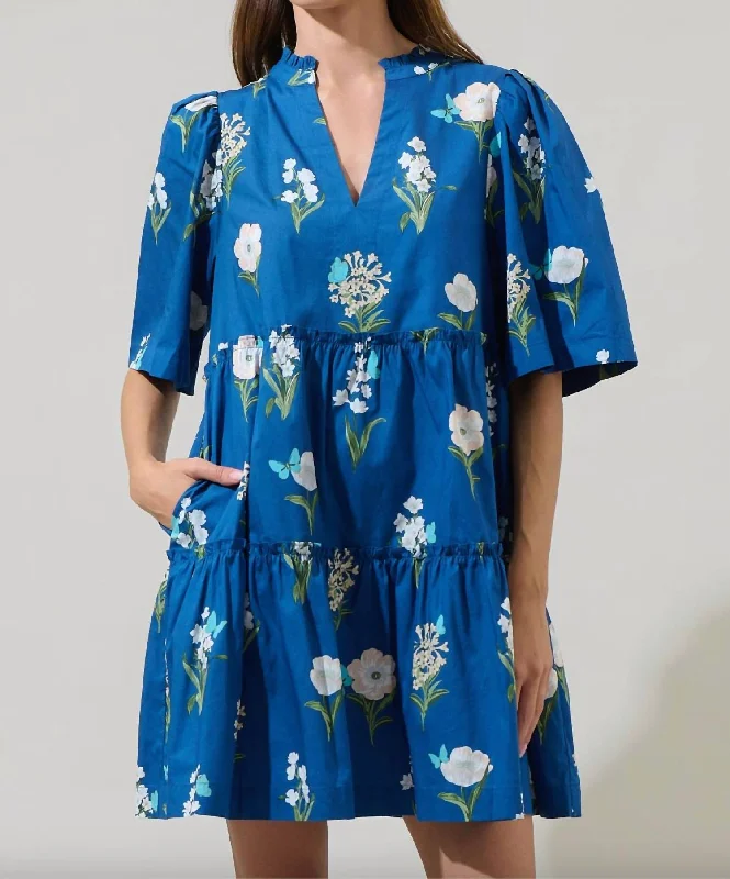 Floral Dixie Split Neck Shift Dress In Madison