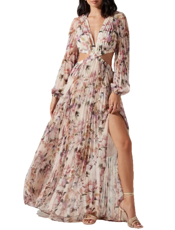 Revery Dress In Cream Pink Floral