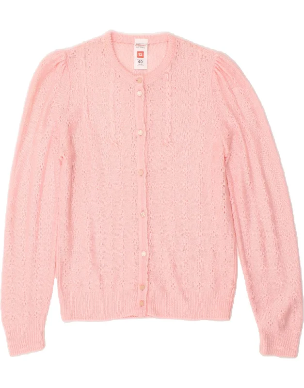 New Markdowns ST MICHAEL Womens Cardigan Sweater UK 12 Medium Pink Acrylic