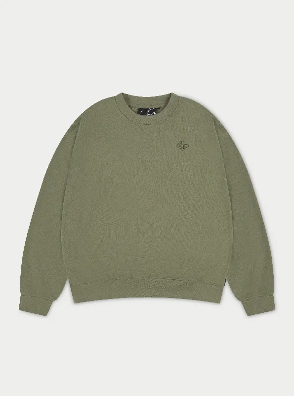 New Markdowns EMBLEM OVERSIZED SWEATSHIRT - KHAKI