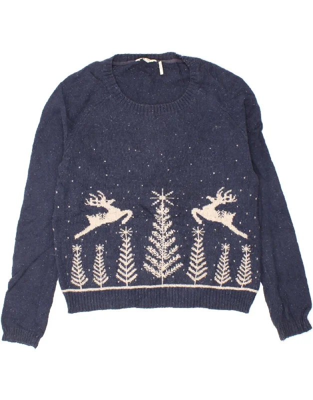 Bargain Blast FAT FACE Womens Graphic Crew Neck Jumper Sweater UK 12 Medium Navy Blue Bargain Blast FAT FACE Womens Graphic Crew Neck Jumper Sweater UK 12 Medium Navy Blue