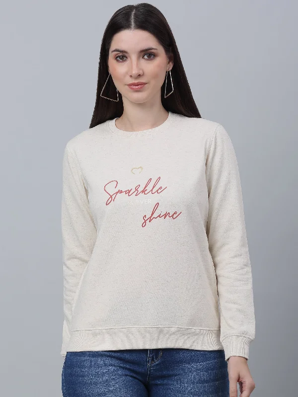 Exclusive Savings Women's Casual  Beige Regular Full Sleeve Pullover Sweatshirt