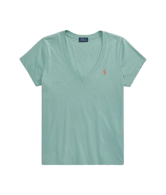 Cotton Jersey V-neck Tee - Green