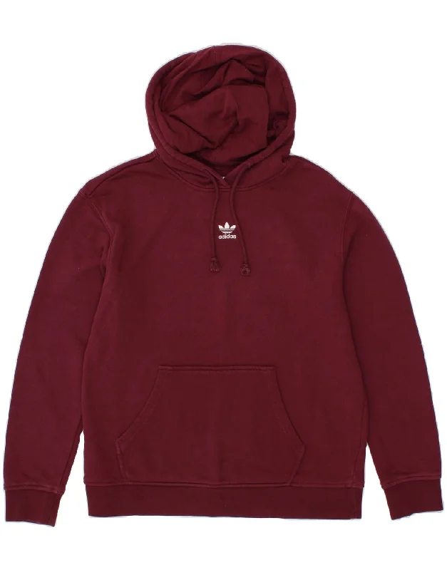 YEAR-End Sale ADIDAS Womens Hoodie Jumper UK 12 Medium Maroon Cotton