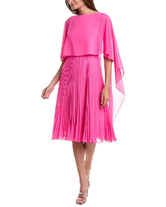 Mega Sale Teri Jon by Rickie Freeman Chiffon Capelet Midi Dress
