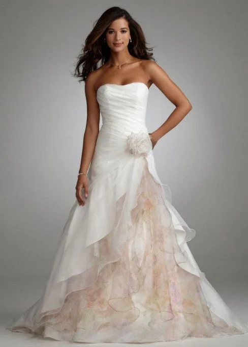 Price Reduction David's Bridal Strapless Floral Organza