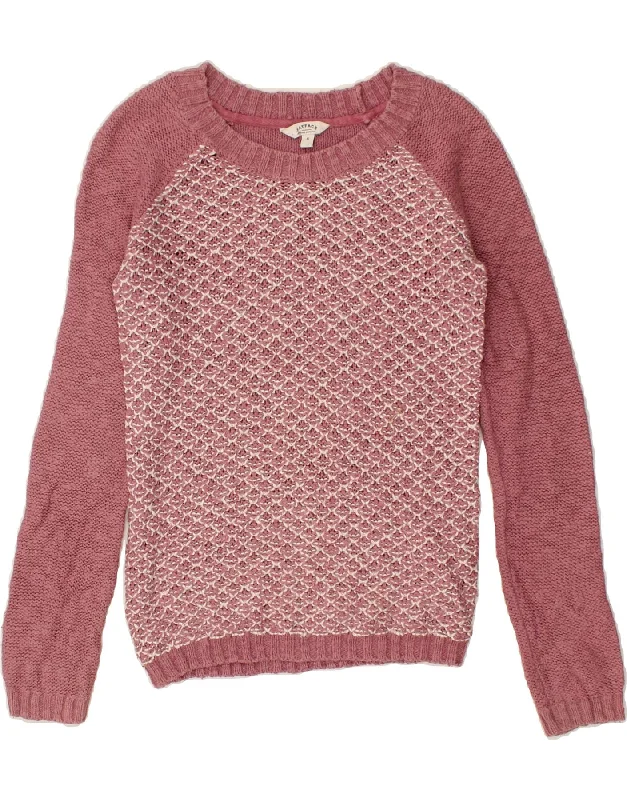Inventory Reduction FAT FACE Womens Boat Neck Jumper Sweater UK 6 XS  Pink Colourblock