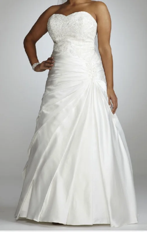 Midnight Madness David's Bridal Strapless a-line satin gown with dropped waist / A