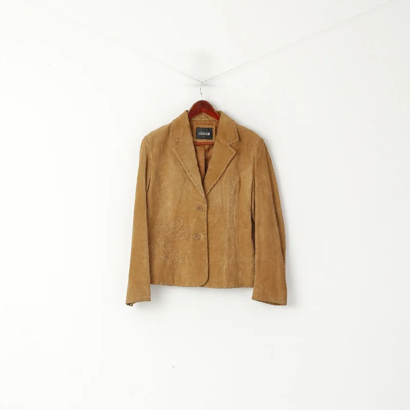 Huge Discounts Detail Women 14 40 M Jacket Brown Vintage Leather Suede Western Ornaments Top