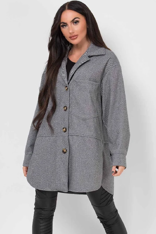 Price Drop Oversized Grey Shacket Jacket